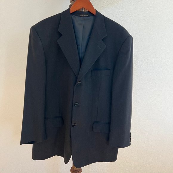 Pavone Men's Size 44S Dark Gray Wool-Blend Suit Jacket